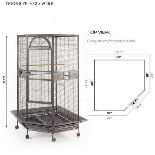 YES4PETS | 161cm Wrought Iron Corner Bird Cage on Wheels | Cradle Coast Pet & Aquarium
