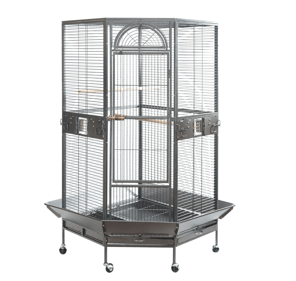YES4PETS | 161cm Wrought Iron Corner Bird Cage on Wheels | Cradle Coast Pet & Aquarium