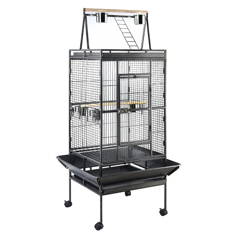 YES4PETS | 174cm Wrought Iron Bird Cage with Play Top & Accessories on Wheels | Cradle Coast Pet & Aquarium