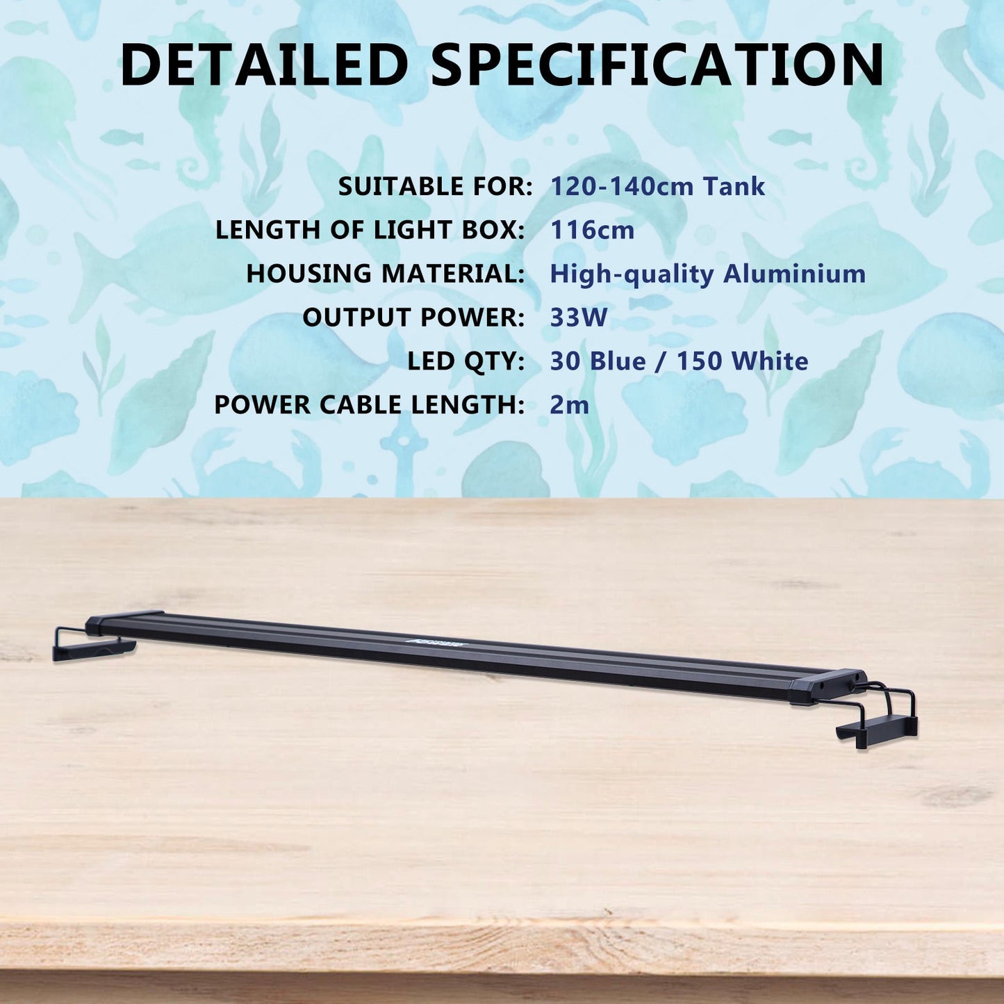 Dynamic Power | 27W Aquarium Blue White LED Light for Tank 95 - 115cm | Cradle Coast Pet & Aquarium