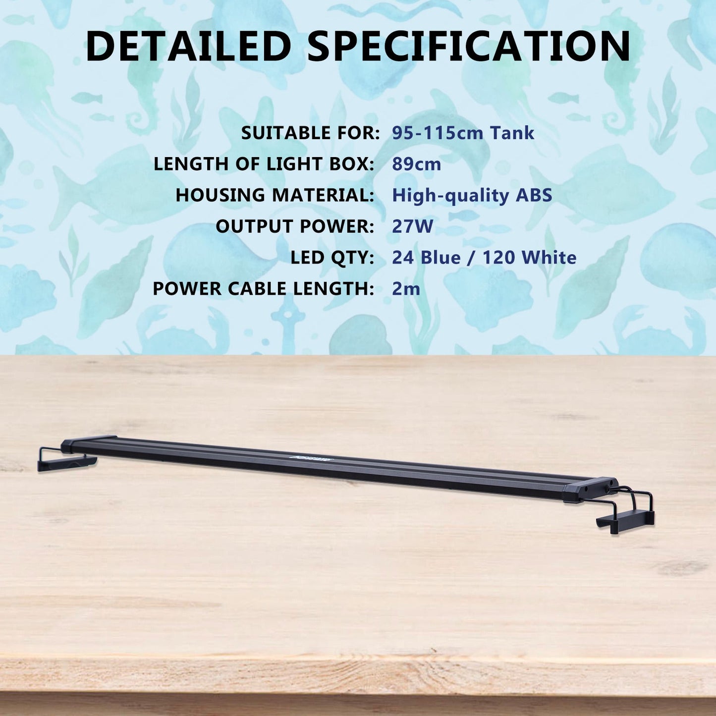 Dynamic Power | 33W Aquarium Blue White LED Light for Tank 120 - 140cm | Cradle Coast Pet & Aquarium