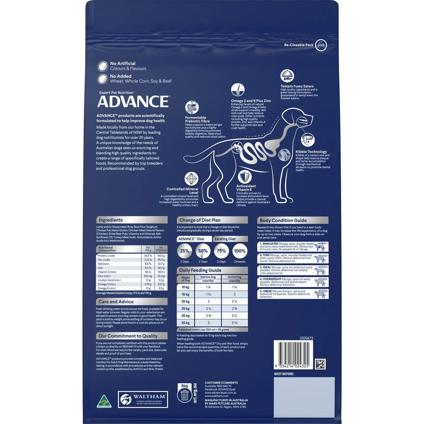 Advance|Adult Medium Breed Lamb with Rice Dry Dog Food|Cradle Coast Pet & Aquarium