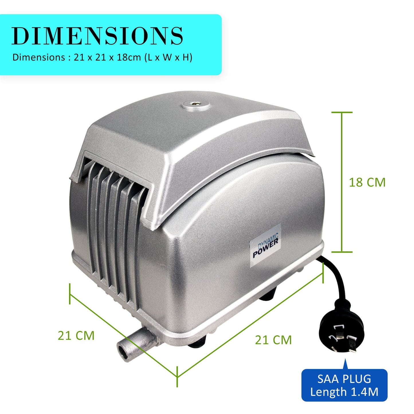 Dynamic Power | Aquarium Air Pump Oxygen Hydroponic 12 Outlet 4500L/H 65W | Cradle Coast Pet & Aquarium