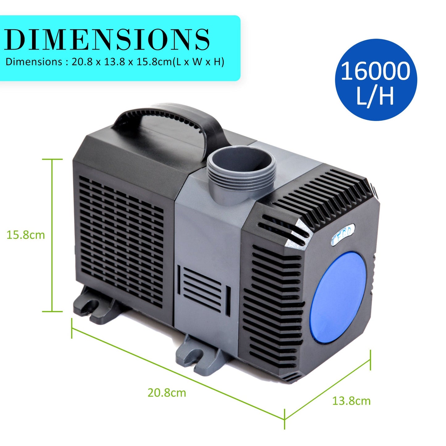Dynamic Power | Aquarium Submersible Pond Water Pump 16000L/H | Cradle Coast Pet & Aquarium