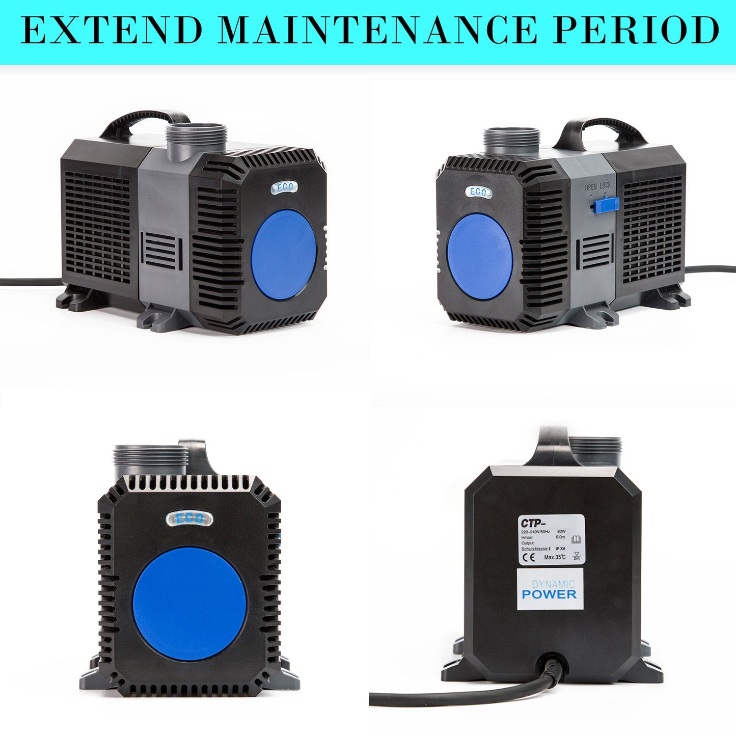 Dynamic Power | Aquarium Submersible Pond Water Pump 16000L/H | Cradle Coast Pet & Aquarium