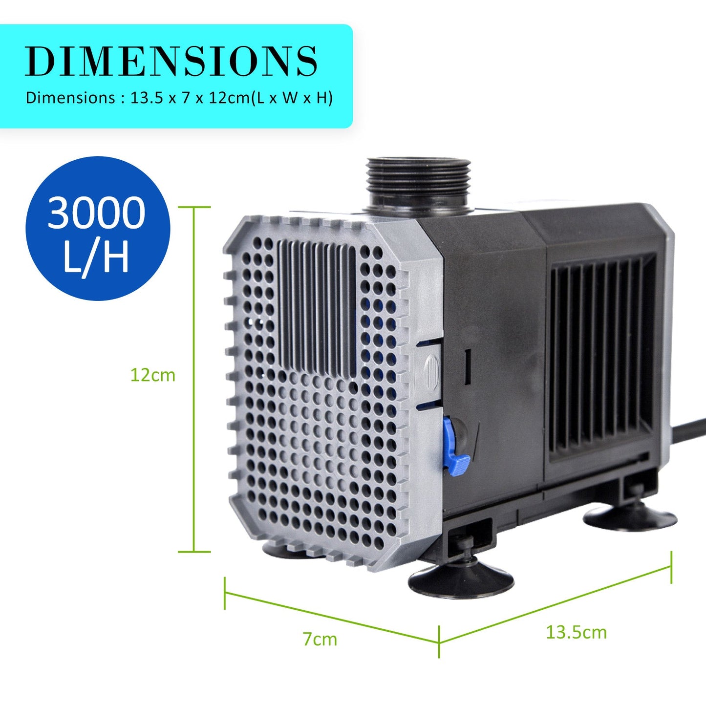 Dynamic Power | Aquarium Submersible Pond Water Pump 3000L/H 55W 3m | Cradle Coast Pet & Aquarium