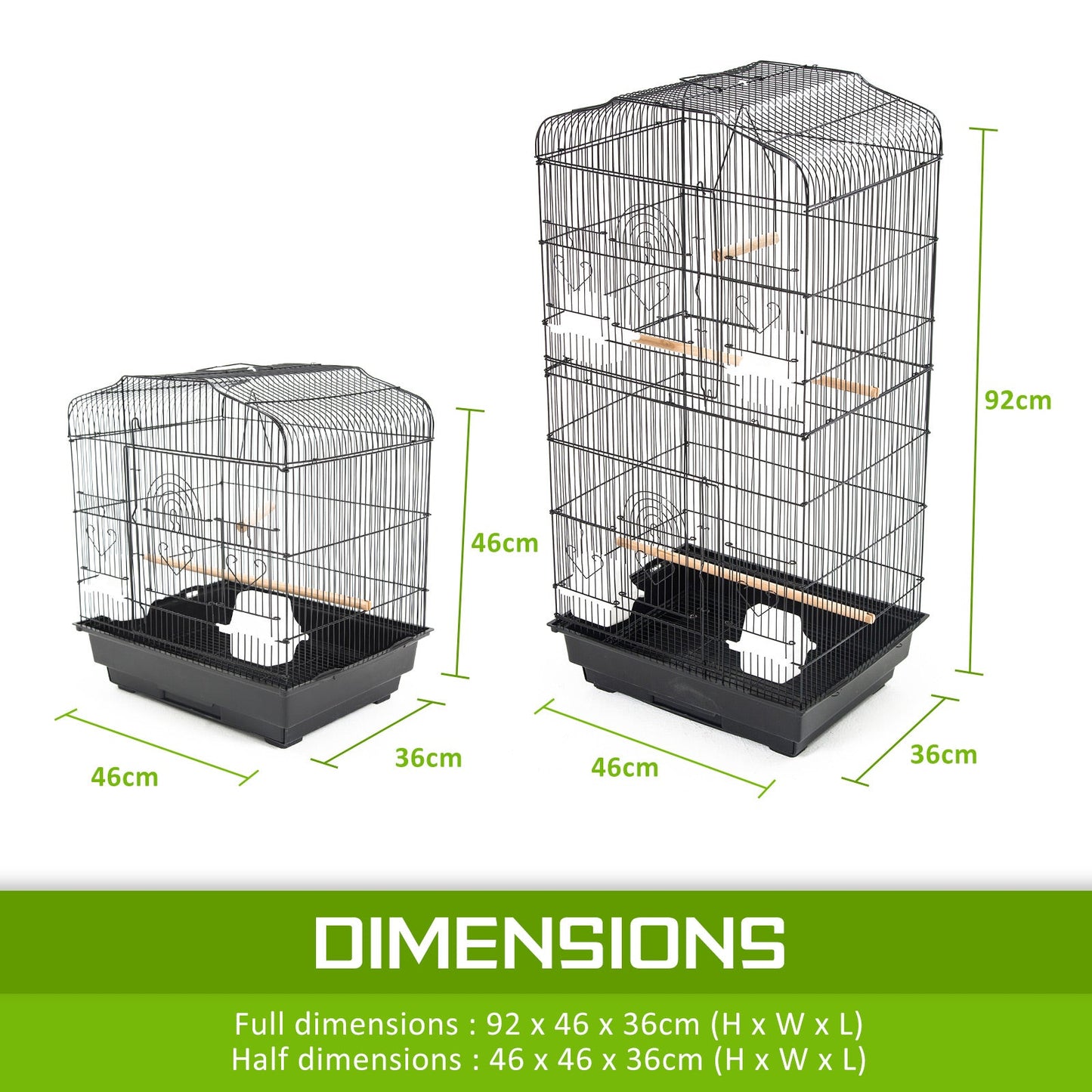 Paw Mate | Bird Cage Parrot Aviary 2IN1 Design VEER 92cm | Cradle Coast Pet & Aquarium