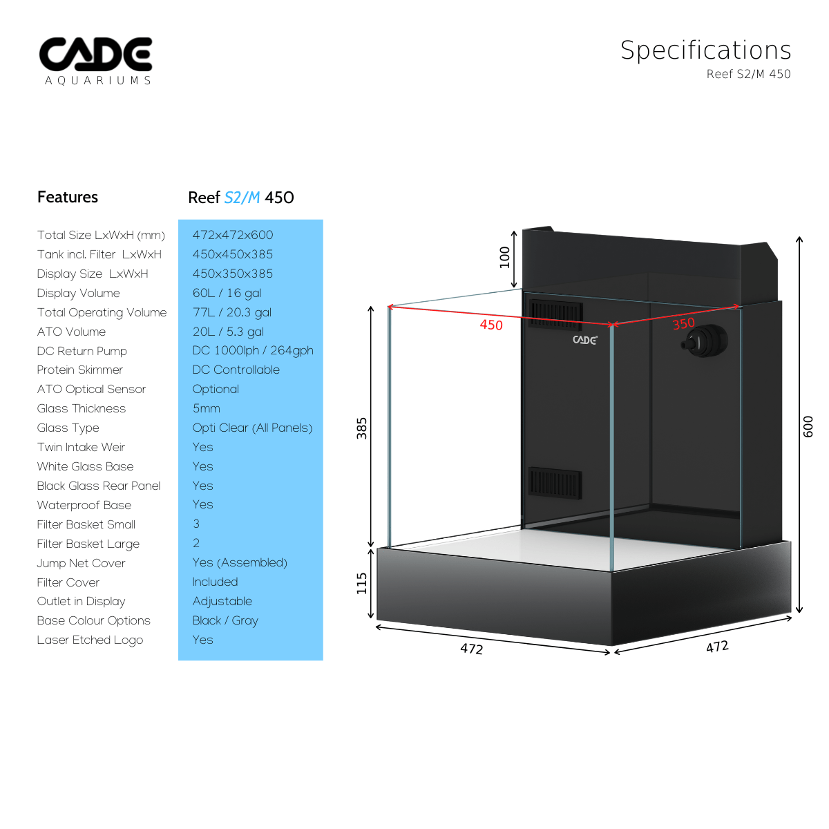Cade Aquariums|Cade Reef S2 Desktop Mini|Cradle Coast Pet & Aquarium