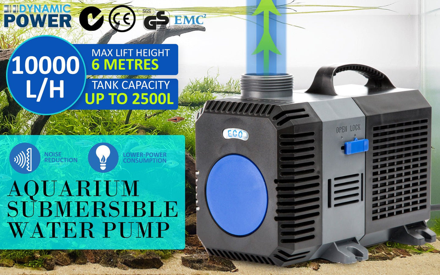 Dynamic Power | Combo Aquarium Garden Filter 10000L/H + Submersible Water Pump 10000L/H | Cradle Coast Pet & Aquarium