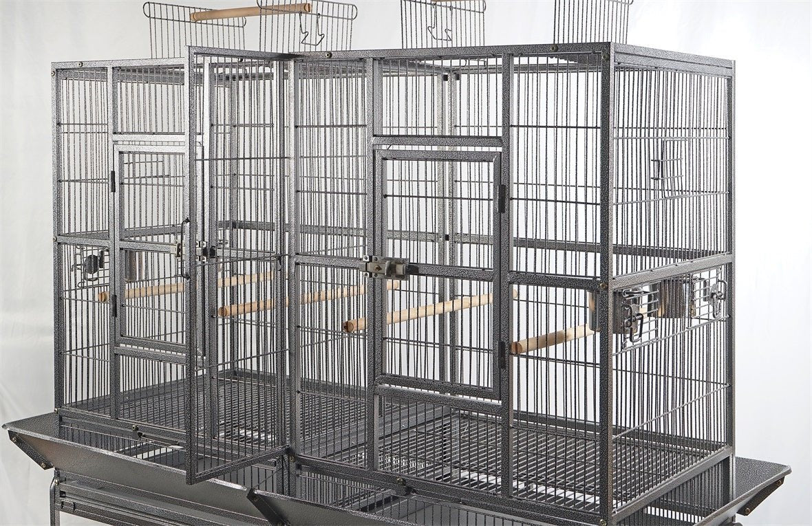 YES4PETS | Heavy - Duty Double Wrought Iron Bird Cage with Divider | Cradle Coast Pet & Aquarium