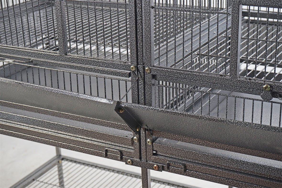 YES4PETS | Heavy - Duty Double Wrought Iron Bird Cage with Divider | Cradle Coast Pet & Aquarium