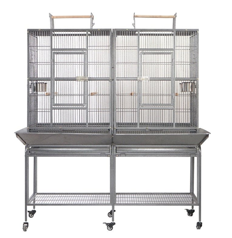 YES4PETS | Heavy - Duty Double Wrought Iron Bird Cage with Divider | Cradle Coast Pet & Aquarium