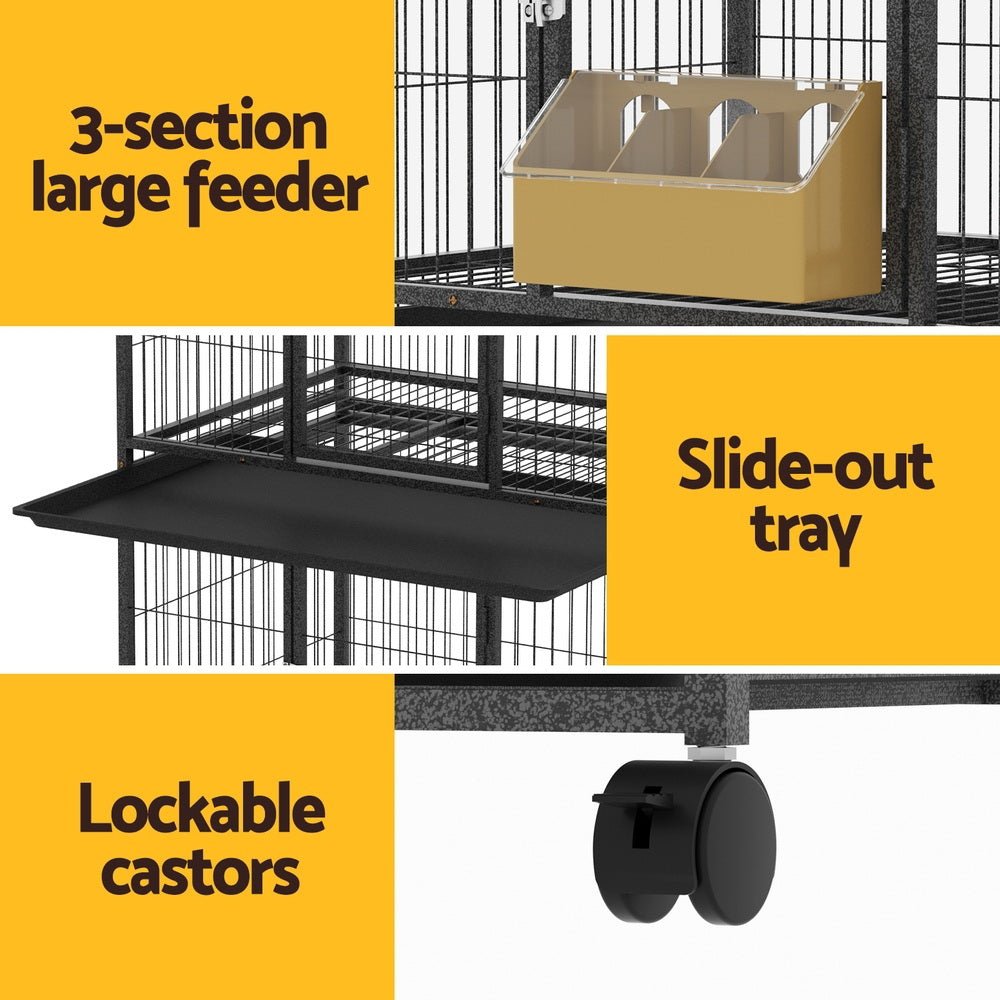 Cradle Coast Pet & Aquarium | i.Pet Bird Cage Large Bird Cages Aviary Budgie Perch Cage Parrot Pet Stand Wheels | Cradle Coast Pet & Aquarium