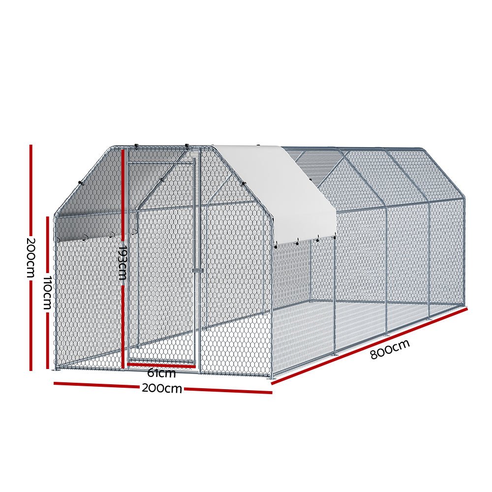 Cradle Coast Pet & Aquarium | i.Pet Chicken Coop Cage Run Rabbit Hutch Large Walk In Hen House Cover 2mx8mx2m | Cradle Coast Pet & Aquarium