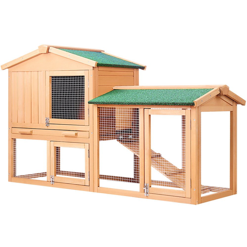 Cradle Coast Pet & Aquarium | i.Pet Chicken Coop Rabbit Hutch 138cm x 44cm x 85cm Large Chicken Coop House Run Cage Wooden Outdoor | Cradle Coast Pet & Aquarium