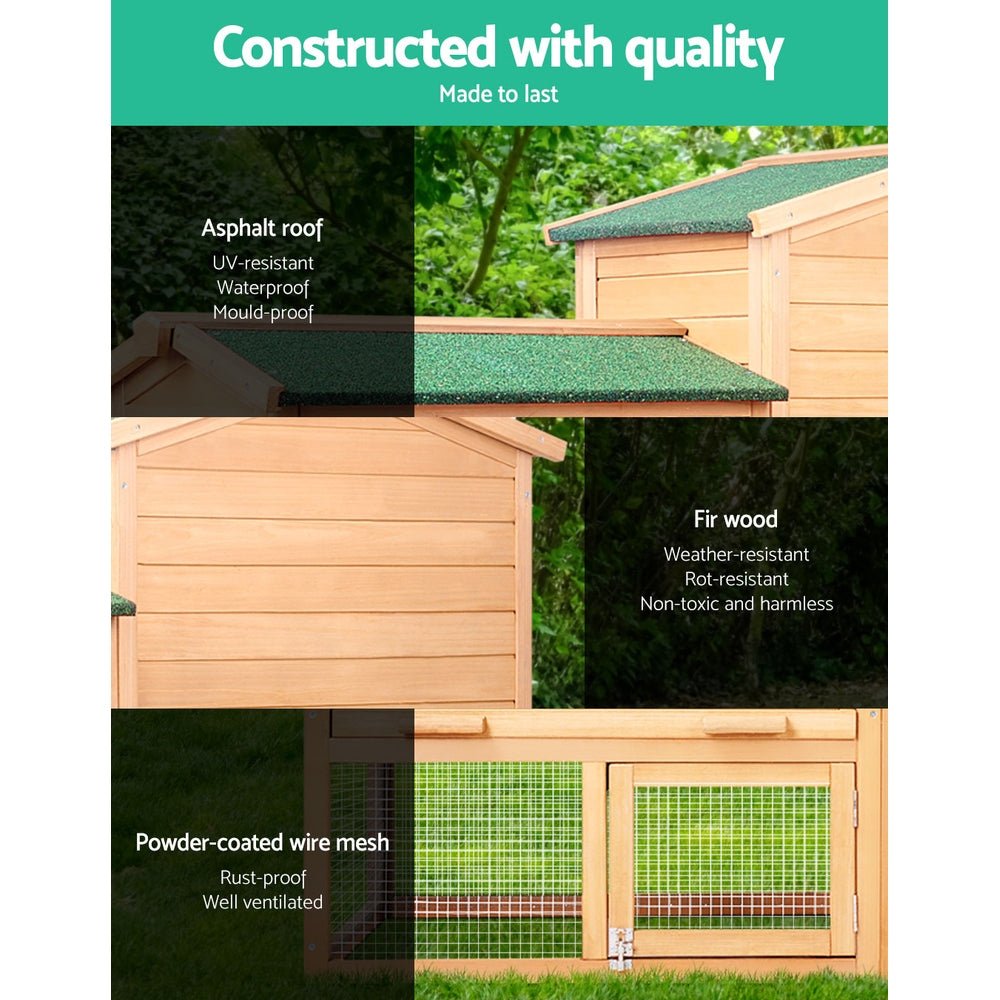Cradle Coast Pet & Aquarium | i.Pet Chicken Coop Rabbit Hutch 138cm x 44cm x 85cm Large Chicken Coop House Run Cage Wooden Outdoor | Cradle Coast Pet & Aquarium