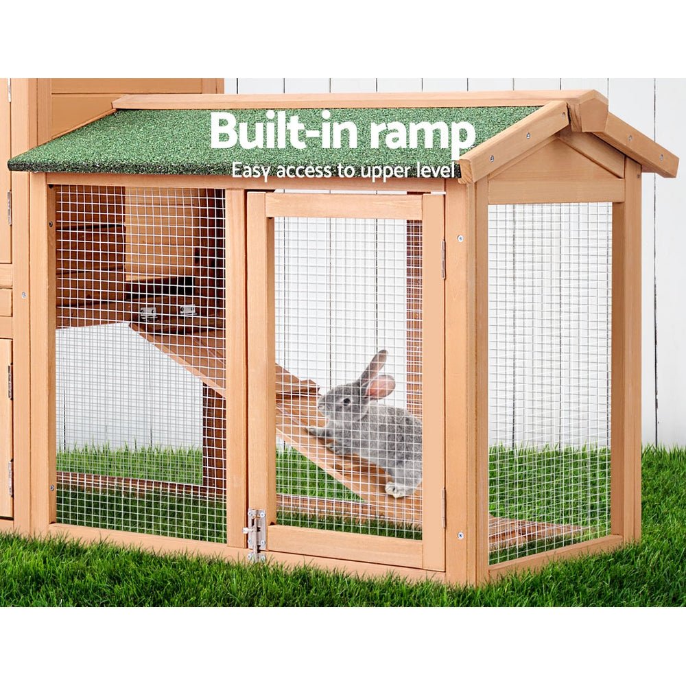 Cradle Coast Pet & Aquarium | i.Pet Chicken Coop Rabbit Hutch 138cm x 44cm x 85cm Large Chicken Coop House Run Cage Wooden Outdoor | Cradle Coast Pet & Aquarium