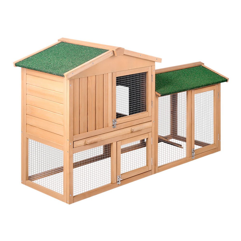Cradle Coast Pet & Aquarium | i.Pet Chicken Coop Rabbit Hutch 138cm x 44cm x 85cm Large Chicken Coop House Run Cage Wooden Outdoor | Cradle Coast Pet & Aquarium
