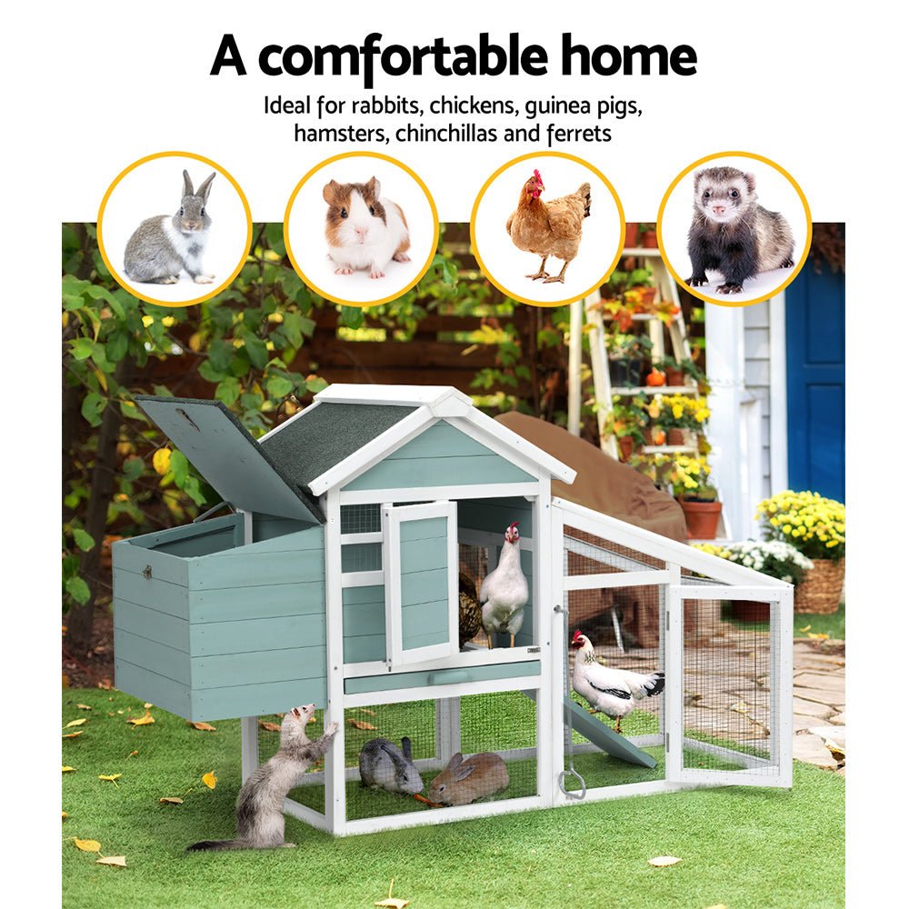 Cradle Coast Pet & Aquarium | i.Pet Chicken Coop Rabbit Hutch 150cm x 60cm x 93cm Large Chicken Coop House Run Cage Wooden | Cradle Coast Pet & Aquarium