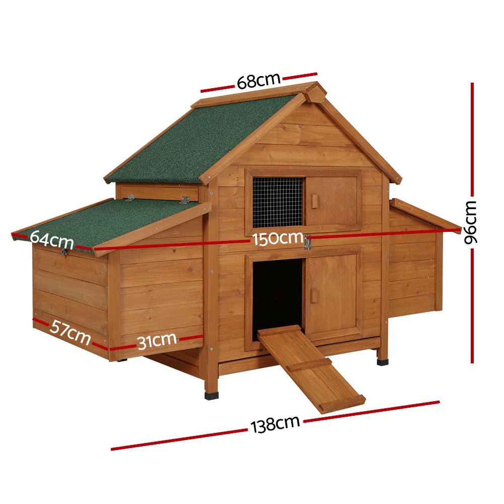 Cradle Coast Pet & Aquarium | i.Pet Chicken Coop Rabbit Hutch 150cm x 68cm x 96cm Large Chicken Coop House Run Cage Wooden | Cradle Coast Pet & Aquarium