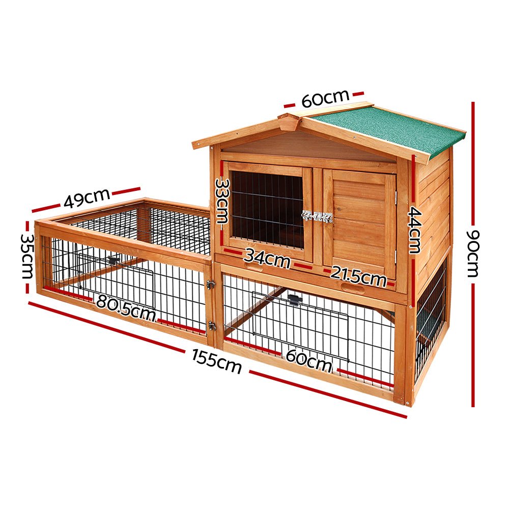 Cradle Coast Pet & Aquarium | i.Pet Chicken Coop Rabbit Hutch 155cm x 49cm x 90cm Large Chicken Coop Wooden Run Cage House Outdoor | Cradle Coast Pet & Aquarium