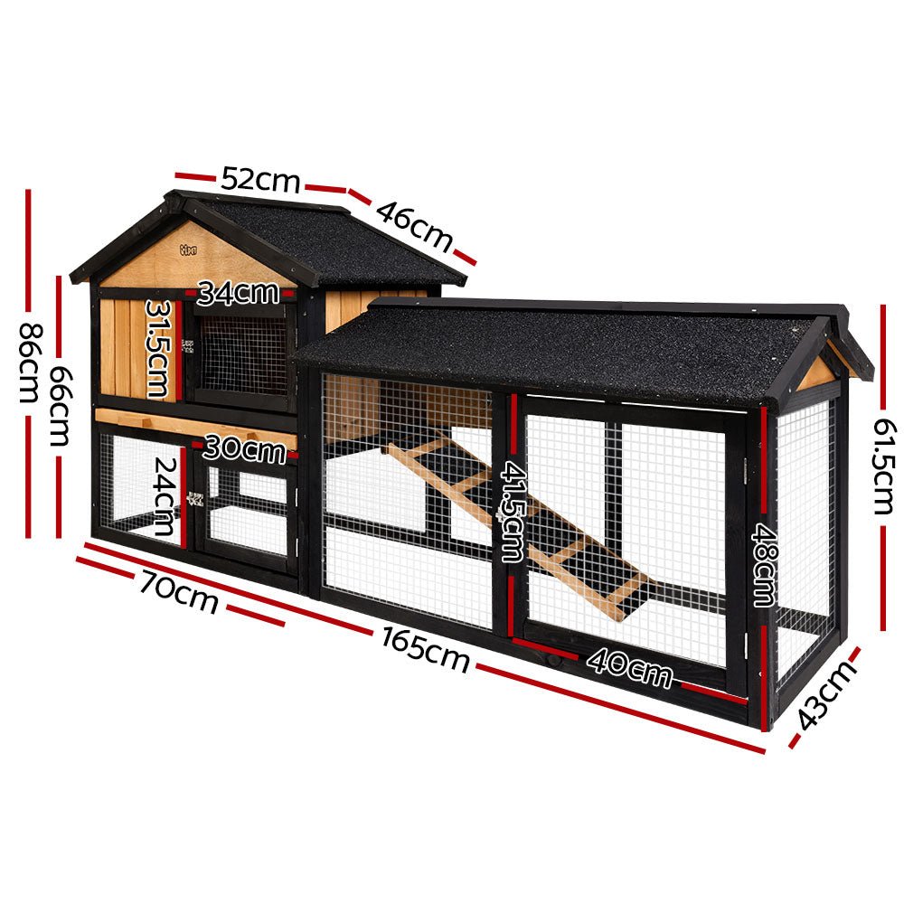 Cradle Coast Pet & Aquarium | i.Pet Chicken Coop Rabbit Hutch 165cm x 43cm x 86cm Chicken Coop Large Run House Cage Wooden Outdoor | Cradle Coast Pet & Aquarium