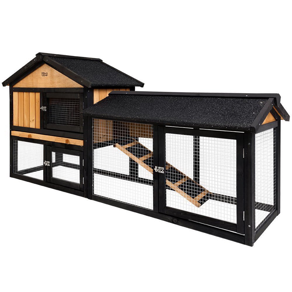 Cradle Coast Pet & Aquarium | i.Pet Chicken Coop Rabbit Hutch 165cm x 43cm x 86cm Chicken Coop Large Run House Cage Wooden Outdoor | Cradle Coast Pet & Aquarium