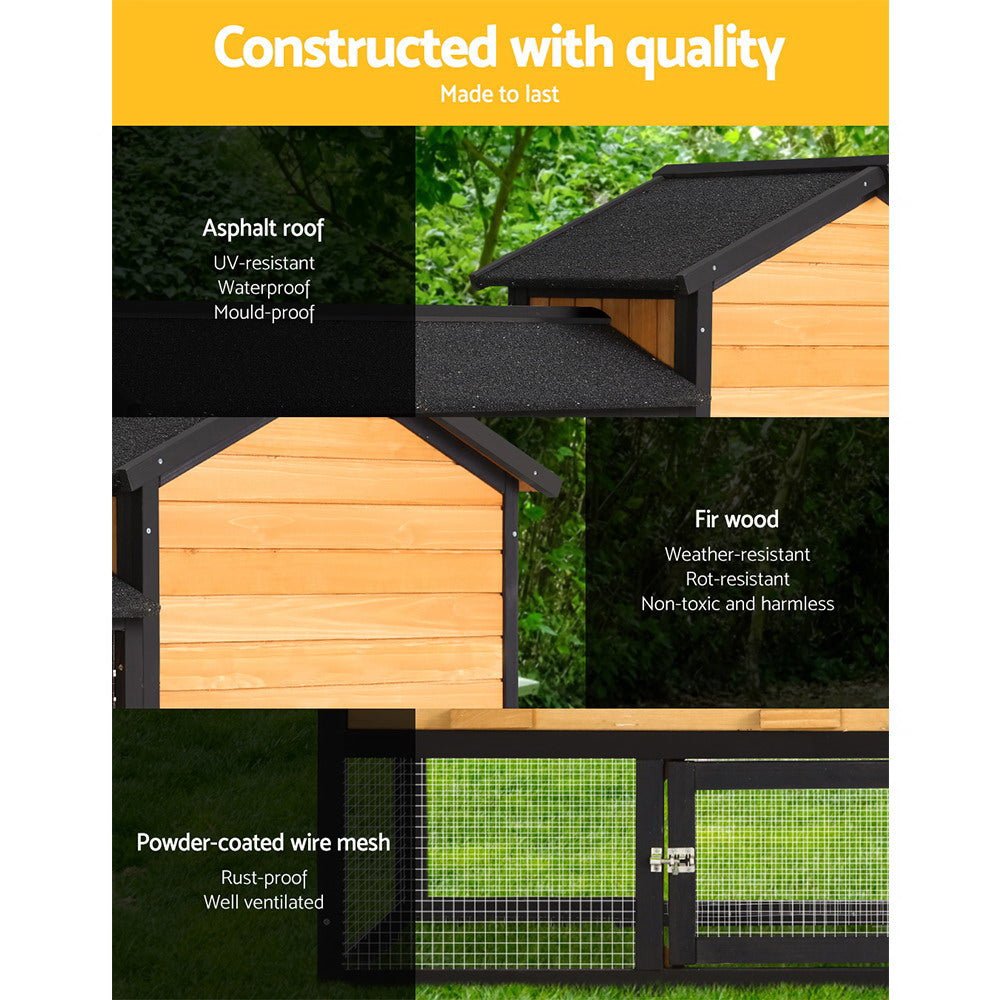Cradle Coast Pet & Aquarium | i.Pet Chicken Coop Rabbit Hutch 165cm x 43cm x 86cm Chicken Coop Large Run House Cage Wooden Outdoor | Cradle Coast Pet & Aquarium