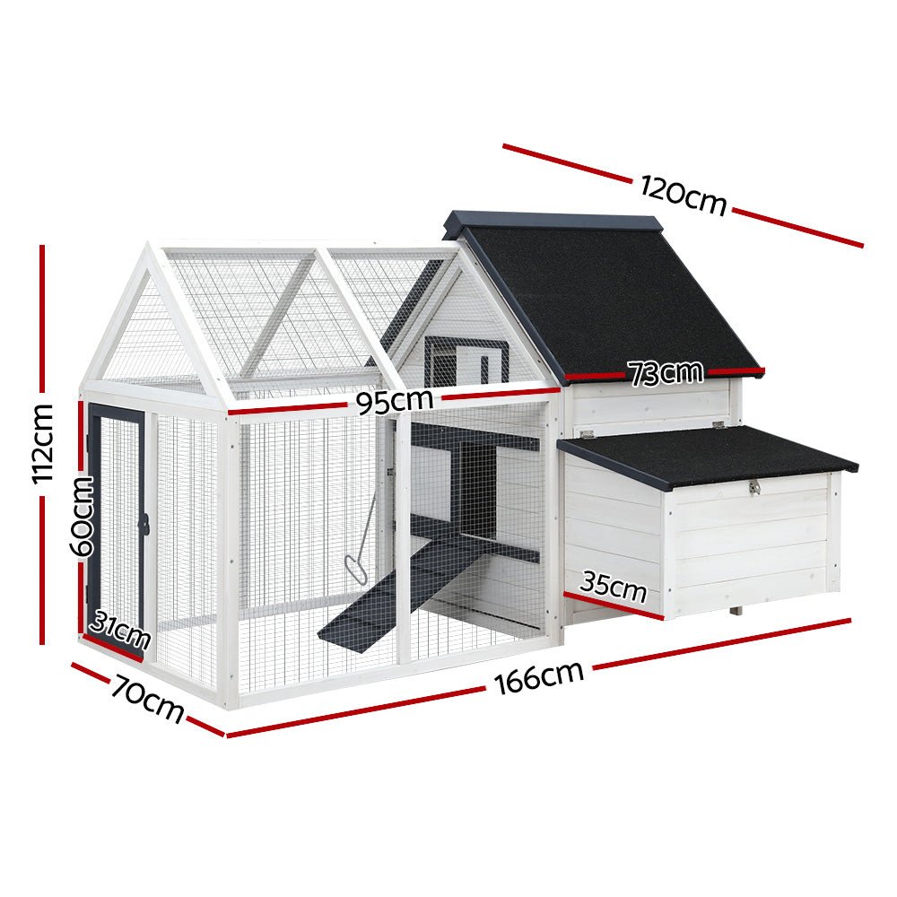 Cradle Coast Pet & Aquarium | i.Pet Chicken Coop Rabbit Hutch 166cm x 120cm x 112cm Large Chicken Coop House Run Cage Wooden | Cradle Coast Pet & Aquarium