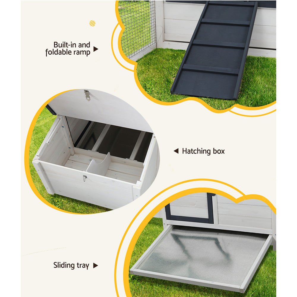 Cradle Coast Pet & Aquarium | i.Pet Chicken Coop Rabbit Hutch 166cm x 120cm x 112cm Large Chicken Coop House Run Cage Wooden | Cradle Coast Pet & Aquarium