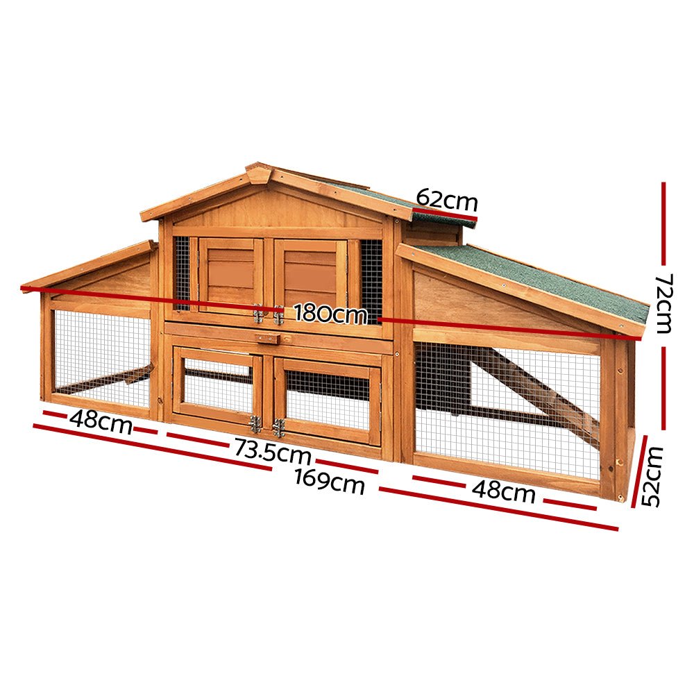 Cradle Coast Pet & Aquarium | i.Pet Chicken Coop Rabbit Hutch 169cm x 52cm x 72cm Large Chicken Coop Wooden House Run Cage | Cradle Coast Pet & Aquarium