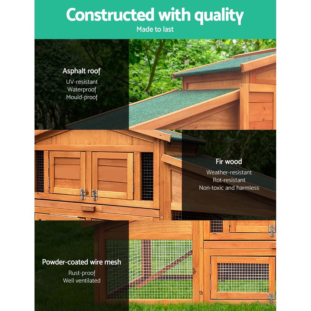 Cradle Coast Pet & Aquarium | i.Pet Chicken Coop Rabbit Hutch 169cm x 52cm x 72cm Large Chicken Coop Wooden House Run Cage | Cradle Coast Pet & Aquarium