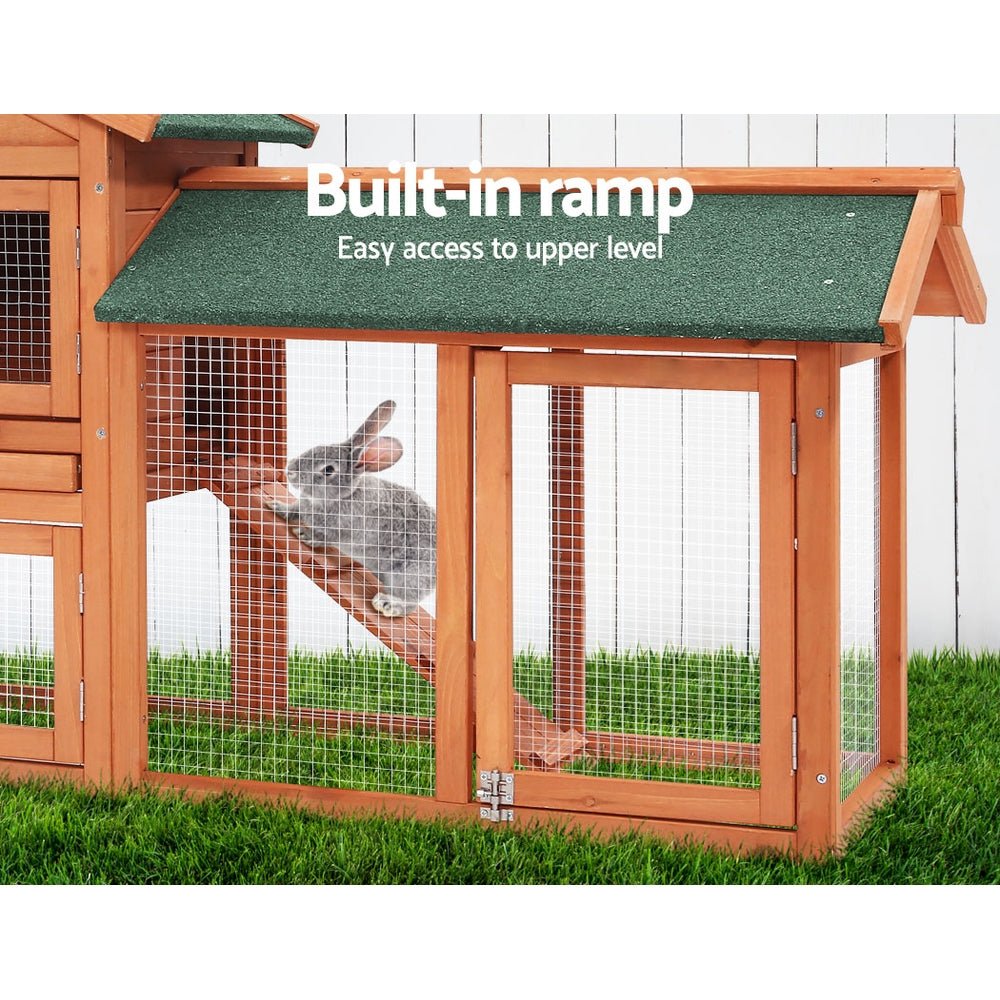Cradle Coast Pet & Aquarium | i.Pet Chicken Coop Rabbit Hutch 220cm x 44cm x 84cm Large Chicken Coop Run Wooden Outdoor Cage House | Cradle Coast Pet & Aquarium