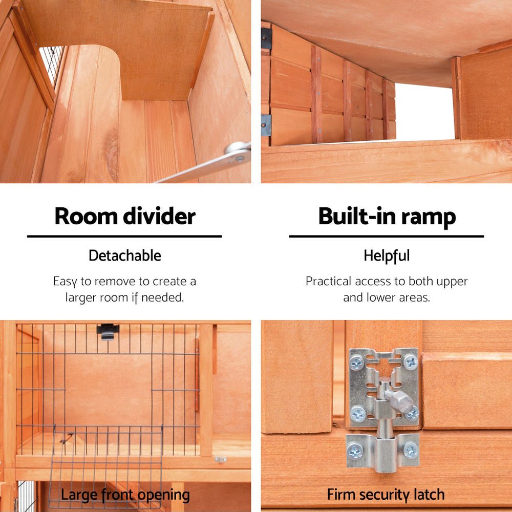 Cradle Coast Pet & Aquarium | i.Pet Chicken Coop Rabbit Hutch 88cm x 40cm x 76cm Large Chicken Coop House Run Wooden Cage Outdoor | Cradle Coast Pet & Aquarium