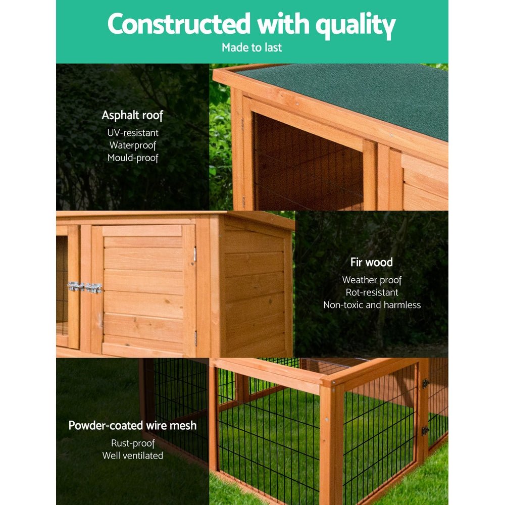 Cradle Coast Pet & Aquarium | i.Pet Chicken Coop Rabbit Hutch 96cm x 96cm x 100cm Large Chicken Coop Run Wooden Cage Outdoor House | Cradle Coast Pet & Aquarium