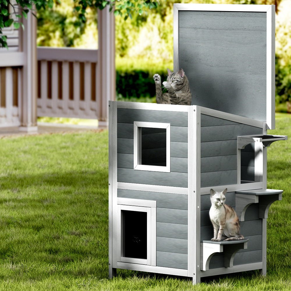 Cradle Coast Pet & Aquarium | i.Pet Outdoor Cat House Shelter 56cm x 52cm x 82cm Rabbit Hutch Wooden Condo Small Outdoor Cat House | Cradle Coast Pet & Aquarium