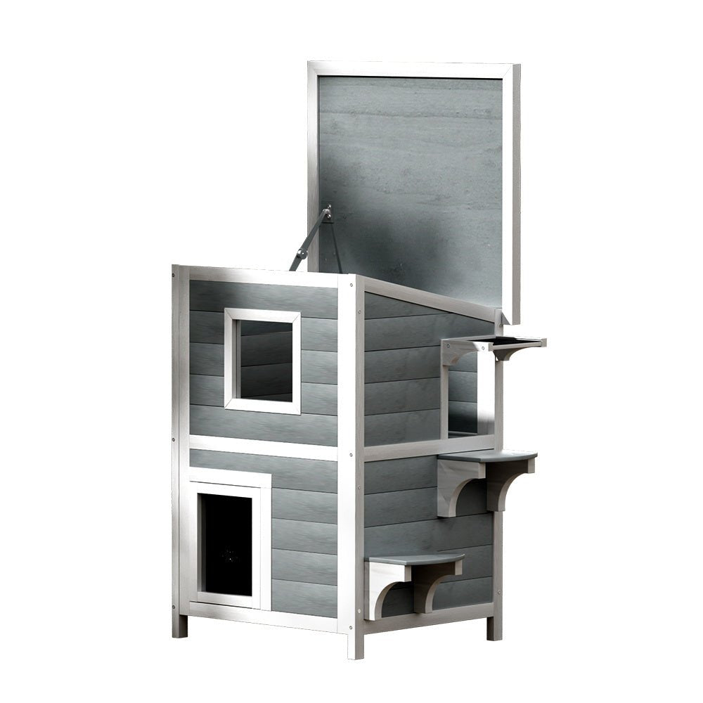 Cradle Coast Pet & Aquarium | i.Pet Outdoor Cat House Shelter 56cm x 52cm x 82cm Rabbit Hutch Wooden Condo Small Outdoor Cat House | Cradle Coast Pet & Aquarium