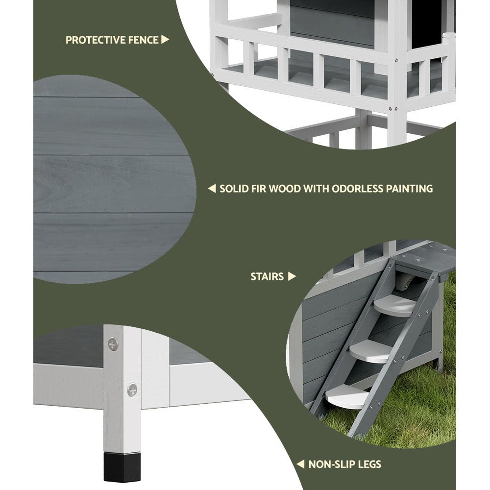 Cradle Coast Pet & Aquarium | i.Pet Outdoor Cat House Shelter 72cm x 72cm x 127cm Rabbit Hutch Wooden Condo Small Outdoor Cat House | Cradle Coast Pet & Aquarium