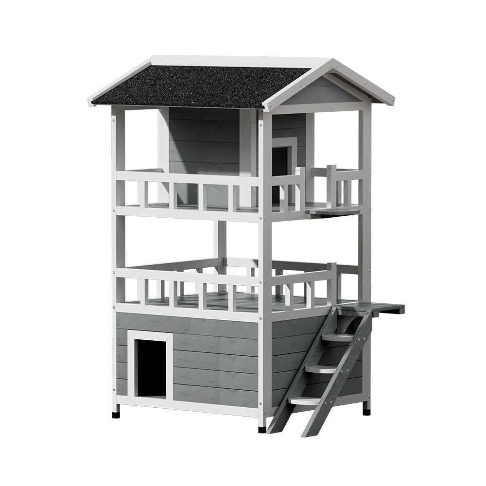 Cradle Coast Pet & Aquarium | i.Pet Outdoor Cat House Shelter 72cm x 72cm x 127cm Rabbit Hutch Wooden Condo Small Outdoor Cat House | Cradle Coast Pet & Aquarium