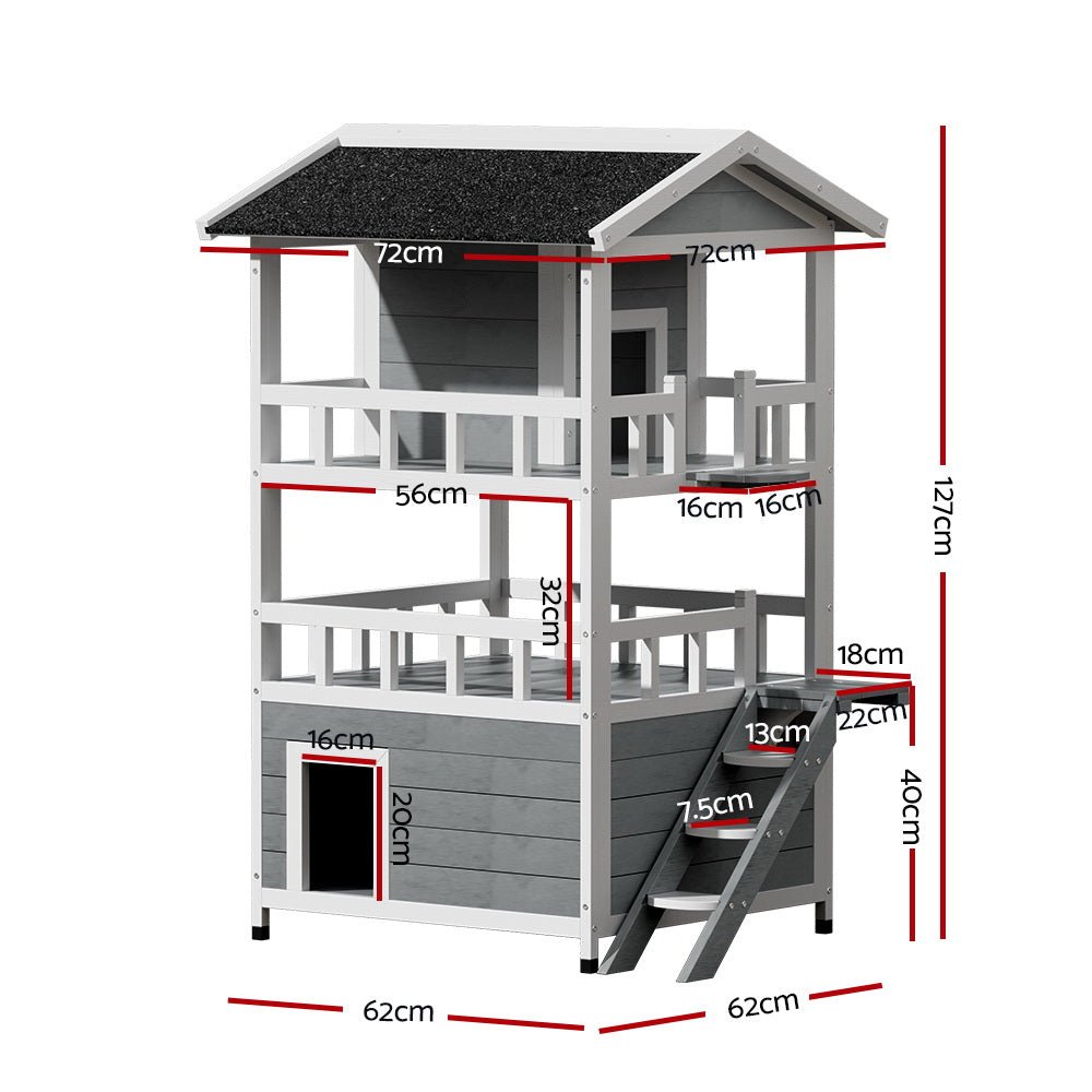 Cradle Coast Pet & Aquarium | i.Pet Outdoor Cat House Shelter 72cm x 72cm x 127cm Rabbit Hutch Wooden Condo Small Outdoor Cat House | Cradle Coast Pet & Aquarium
