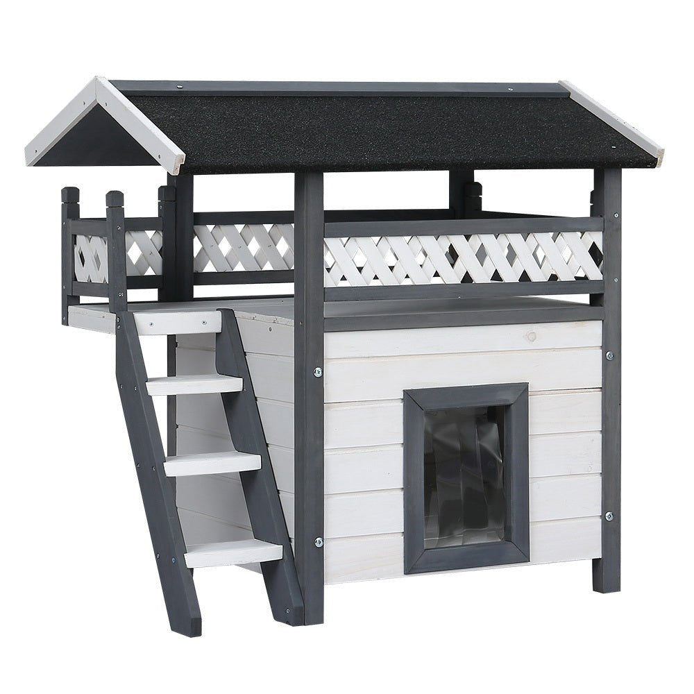 Cradle Coast Pet & Aquarium | i.Pet Outdoor Cat House Shelter 77cm x 50cm x 73cm Rabbit Hutch Wooden Condo Small Outdoor Cat House | Cradle Coast Pet & Aquarium