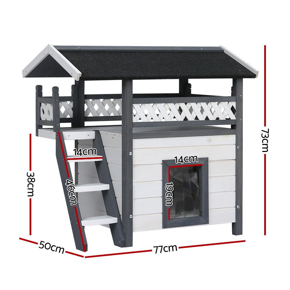 Cradle Coast Pet & Aquarium | i.Pet Outdoor Cat House Shelter 77cm x 50cm x 73cm Rabbit Hutch Wooden Condo Small Outdoor Cat House | Cradle Coast Pet & Aquarium