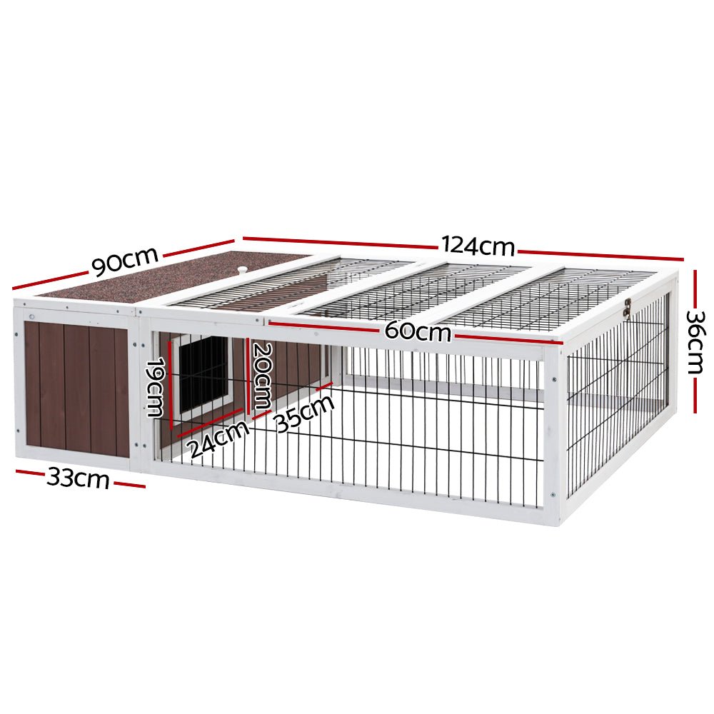 Cradle Coast Pet & Aquarium | i.Pet Rabbit Hutch 124cm x 90cm x 35cm Chicken Coop Large Outdoor Wooden Run Cage House | Cradle Coast Pet & Aquarium