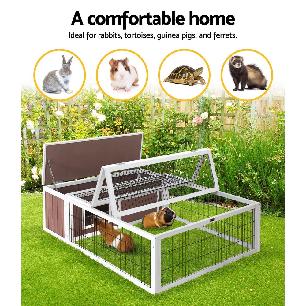 Cradle Coast Pet & Aquarium | i.Pet Rabbit Hutch 124cm x 90cm x 35cm Chicken Coop Large Outdoor Wooden Run Cage House | Cradle Coast Pet & Aquarium