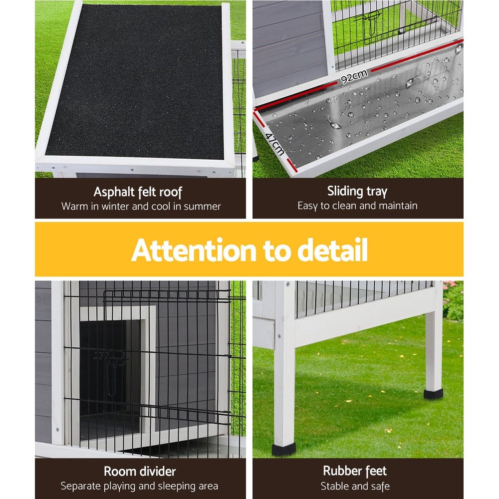 Cradle Coast Pet & Aquarium | i.Pet Rabbit Hutch Chicken Coop 97cm x 49cm x 86cm Chicken Coop Large Run Wooden Outdoor Cage House | Cradle Coast Pet & Aquarium