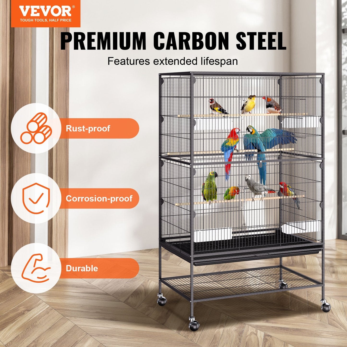 Vevor | Medium Bird Cage on Wheels - 132cm | Cradle Coast Pet & Aquarium