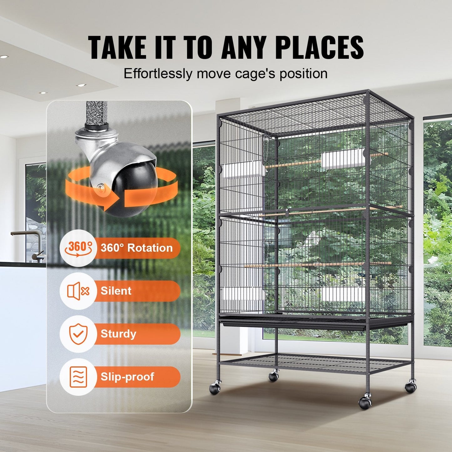 Vevor | Medium Bird Cage on Wheels - 132cm | Cradle Coast Pet & Aquarium