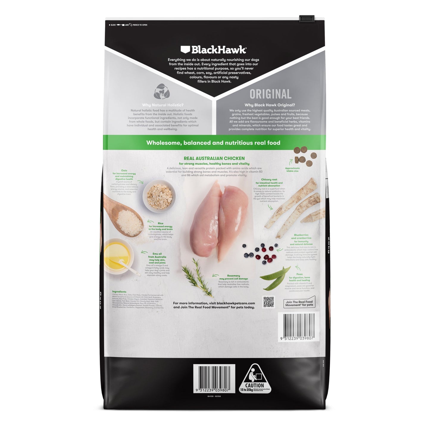 Black Hawk|Original Chicken & Rice Large Breed Adult Dry Dog Food|Cradle Coast Pet & Aquarium