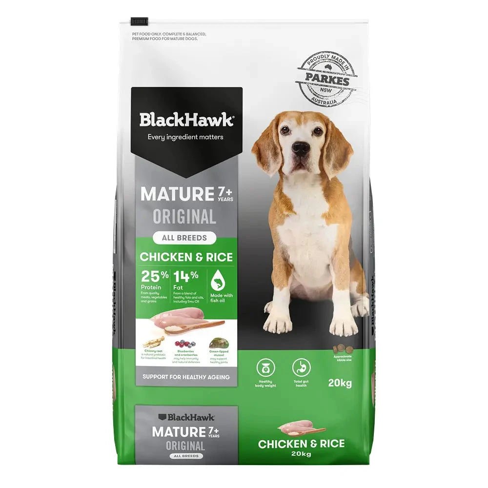 Black Hawk|Original Mature Chicken & Rice Adult Dry Dog Food|Cradle Coast Pet & Aquarium
