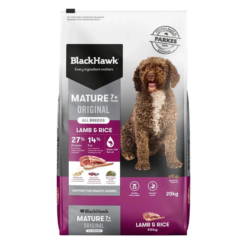 Black Hawk|Original Mature Lamb & Rice Adult Dry Dog Food|Cradle Coast Pet & Aquarium
